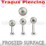tlbfo5s 316l steel tragus labret 16g w a 5mm frosted steel ball 