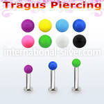 tlbsab25 316l steel tragus labret 16g w a 2.5mm solid color ball 