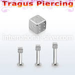 tlbsdi25 316l steel tragus labret 16g w a tiny 2.5mm dice 