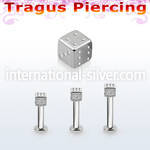 tlbsdi3 316l steel tragus labret 16g w a 3mm dice 