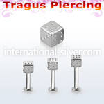 tlbsdi4s 316l steel tragus labret 16g w a 4mm dice 