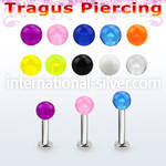 tlbvb4s 316l steel tragus labret 16g w a 4mm acrylic uv ball 