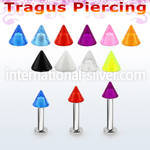 tlbvcn4s 316l steel tragus labret 16g w a 4mm acrylic uv cone 