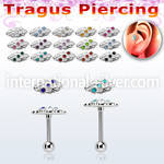 trg40 steel tragus piercing barbell w leave 3 crystals