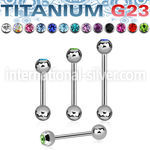 ubbcs titanium straight barbell pressfit gem ball plain ball