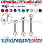 ubbejb3i titanium internal barbell 3mm gem balls