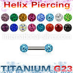 ubber23 titanium barbell 3mm multi gem balls