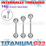 ubbgin titanium g23 tongue straight barbell 6mm balls