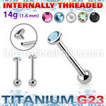 ubbimfb5 titanium barbell 14g flat gem top ball internal
