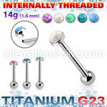 ubbinfop5 titanium barbell 14g flat cabochon opal internal