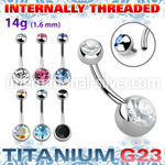 ubn2cgin titanium curved barbell internal threading balls