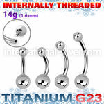 ubnb46i titanium curved barbell 14g titanium balls internal