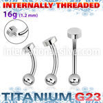 ubnbin2 titanium curved barbell 16g flat round top internal