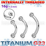 ubneb25i titanium internal curved barbell balls
