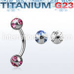 ubnec4 titanium g23 banana eyebrow ring w 4mm multi jewel ball