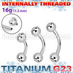 ubnejb4i titanium eyebrow curved barbell gem balls internal