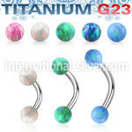 ubneop4 titanium curved barbell 16g 4mm synthetic opal balls