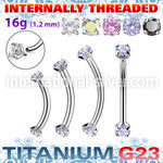 ubnin12 titanium curved barbell 16g color cz internal