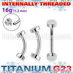 ubnin2 titanium curved barbell flat round tops internal