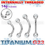 ubnjbi titanium curved barbell 14g gem balls internal
