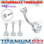 ubnzsh4 titanium curved barbell 14g clear cz internal