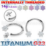 ucbih58 titanium horseshoe 14g flower top cz internal