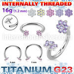 ucbin10 titanium horseshoe 16g flower top cz internal