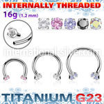 ucbin12 titanium horseshoe 16g round color cz internal