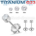 uerbzr titanium earring studs press fit cz one pair