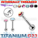 uhein11 titanium barbell internal threading 3 5 color crystal