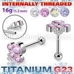 uhein17 titanium barbell bohemian top cz ball internal