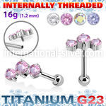 uhein19 titanium barbell descending prong cz ball internal