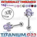 uhein22 titanium barbell four press cz cluster ball internal