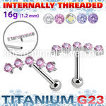 uhein27 titanium barbell prong cz curve top ball internal