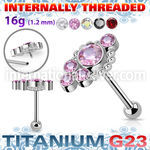 uhein28 titanium barbell 16g cz cluster lower ball internal