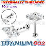 uhein31 titanium barbell 16g teardrop cz ball internal