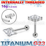uhein32 titanium barbell double triangle cz ball internal