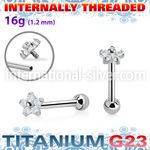 uhein54 titanium straightbarbell 16g flower cz ball internal
