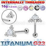 uhein7 titanium barbell internal threading round cz