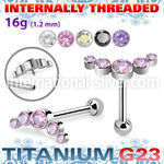 uhein8 titanium barbell internal threading 5 color cz