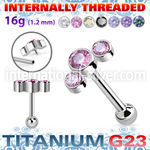 uhein9 titanium barbell internal threading 3 color cz