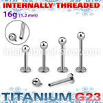 ulbb3in titanium labret stud internal threading 3mm ball