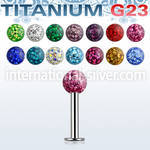 ulbfr4 titanium g23 labret , 14g w 4mm multi crystal ball