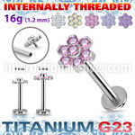 ulbin10 titanium labret internal threading 7 color cz