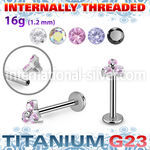 ulbin13s titanium labret stud 16g triangle color cz internal