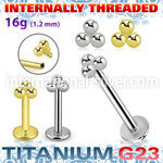 ulbin14 titanium labret internal threading triple balls