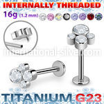 ulbin22 titanium labret stud four press cz cluster internal