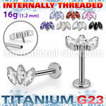 ulbin23 titanium labret stud three marquise cz internal