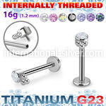 ulbin24 titanium labret stud three balls cluster cz internal