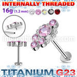 ulbin28 titanium labret 16g five cz cluster balls internal
